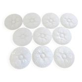 10 assiettes à huîtres, Manufacture Pillivuyt, porcelaine, milieu XXe