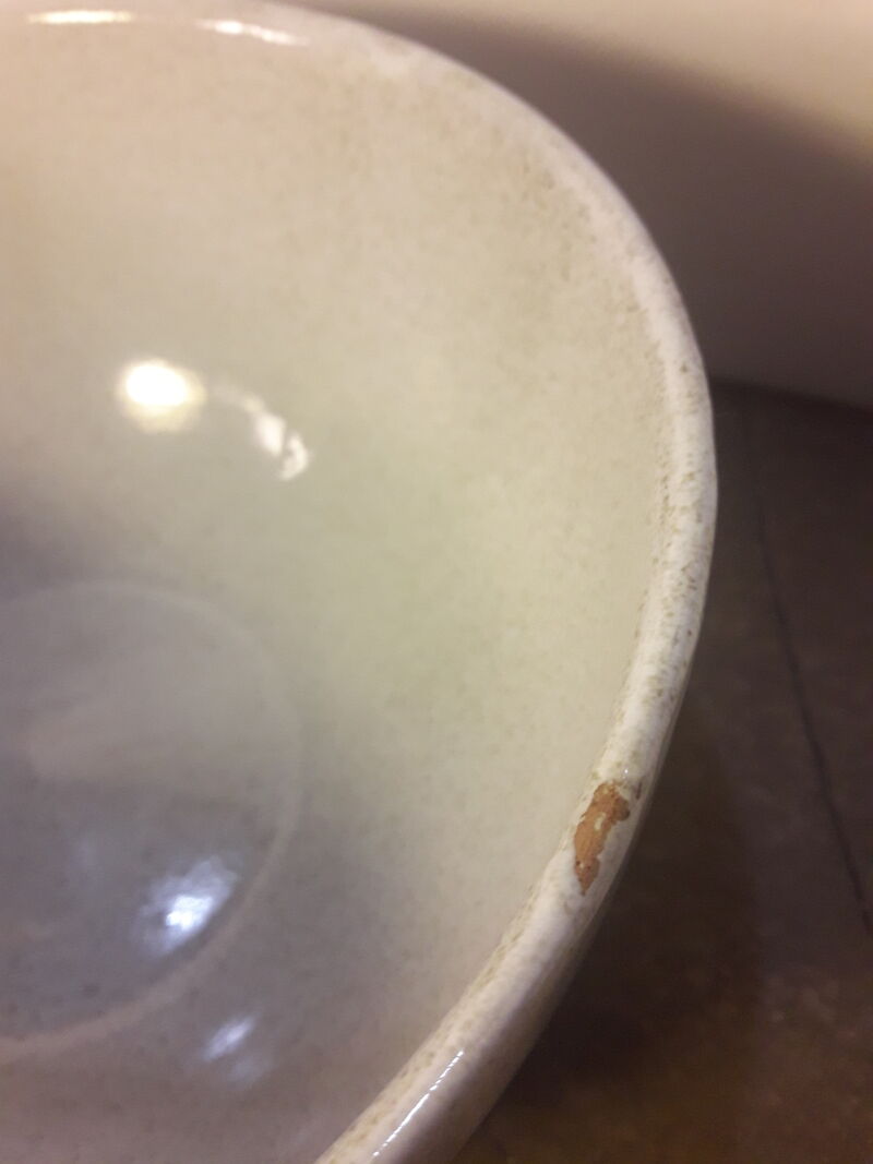 Sandstone salad bowl 23,5cm diameter vintage flat hollow