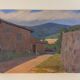 Old painting, Landscape Monts du Lyonnais, signed and dated 1946