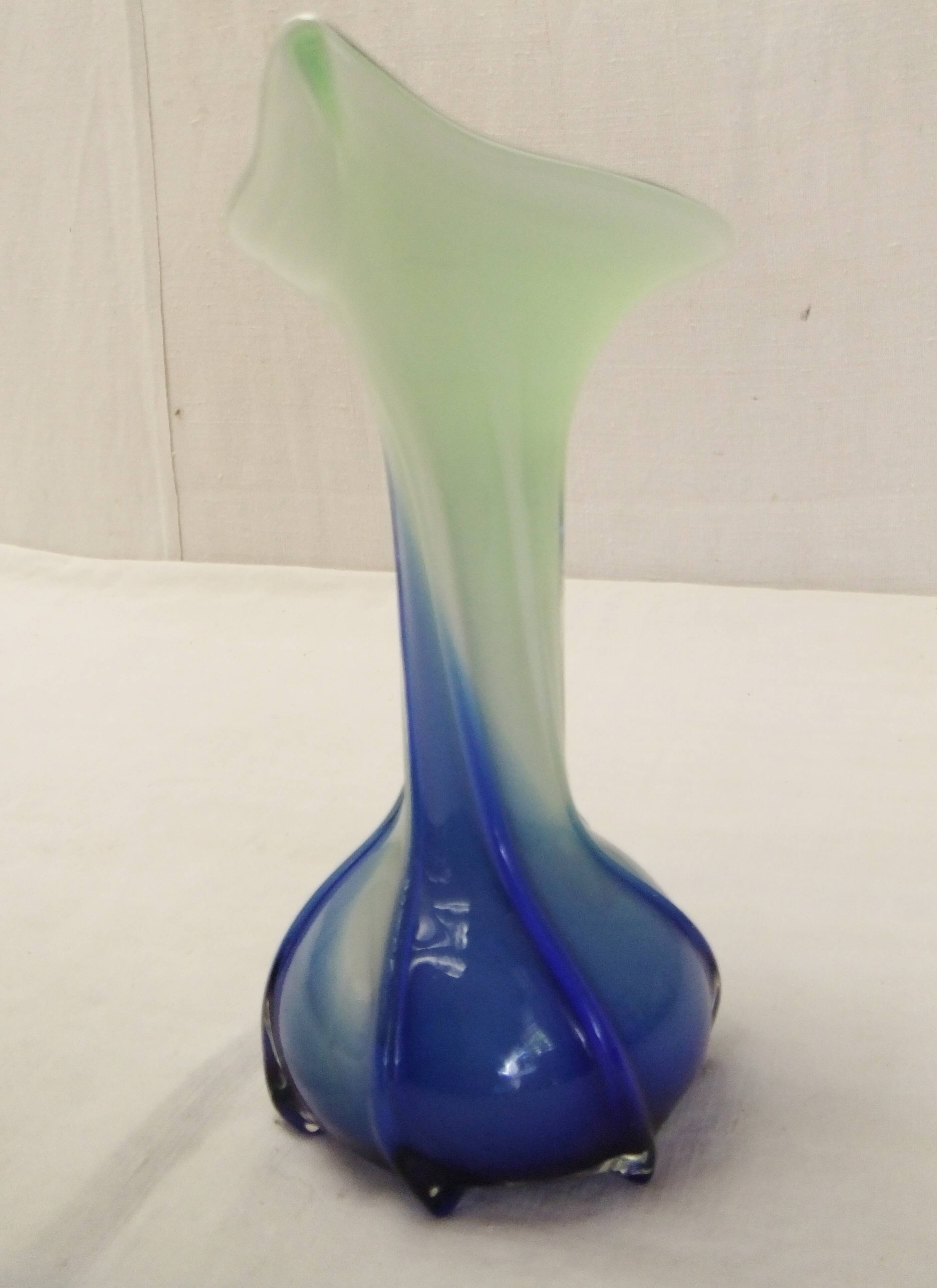 Murano Vase Vintage Floral Soliflore Calla Lily Blown Glass