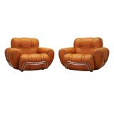 Set of orange armchairs, Space Age design, 1960s, production: Italy
