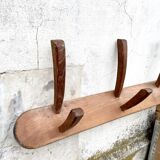 Large rustic coat rack - 14 wooden hooks - length 185 cm