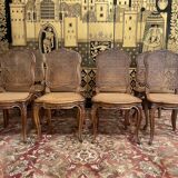 Suite of 8 Louis XV style chairs in canning