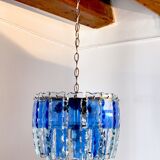 Zero Quattro chandelier, murano blue cut glass, Italy, 1970