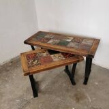 Pair of ceramic and metal nesting tables 1970