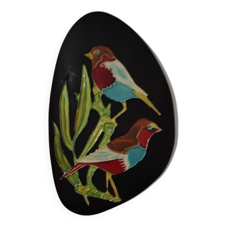 decorative oval bird plate Vallauris