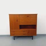 Vintage Scandinavian style secretary bookshelf storage furniture.