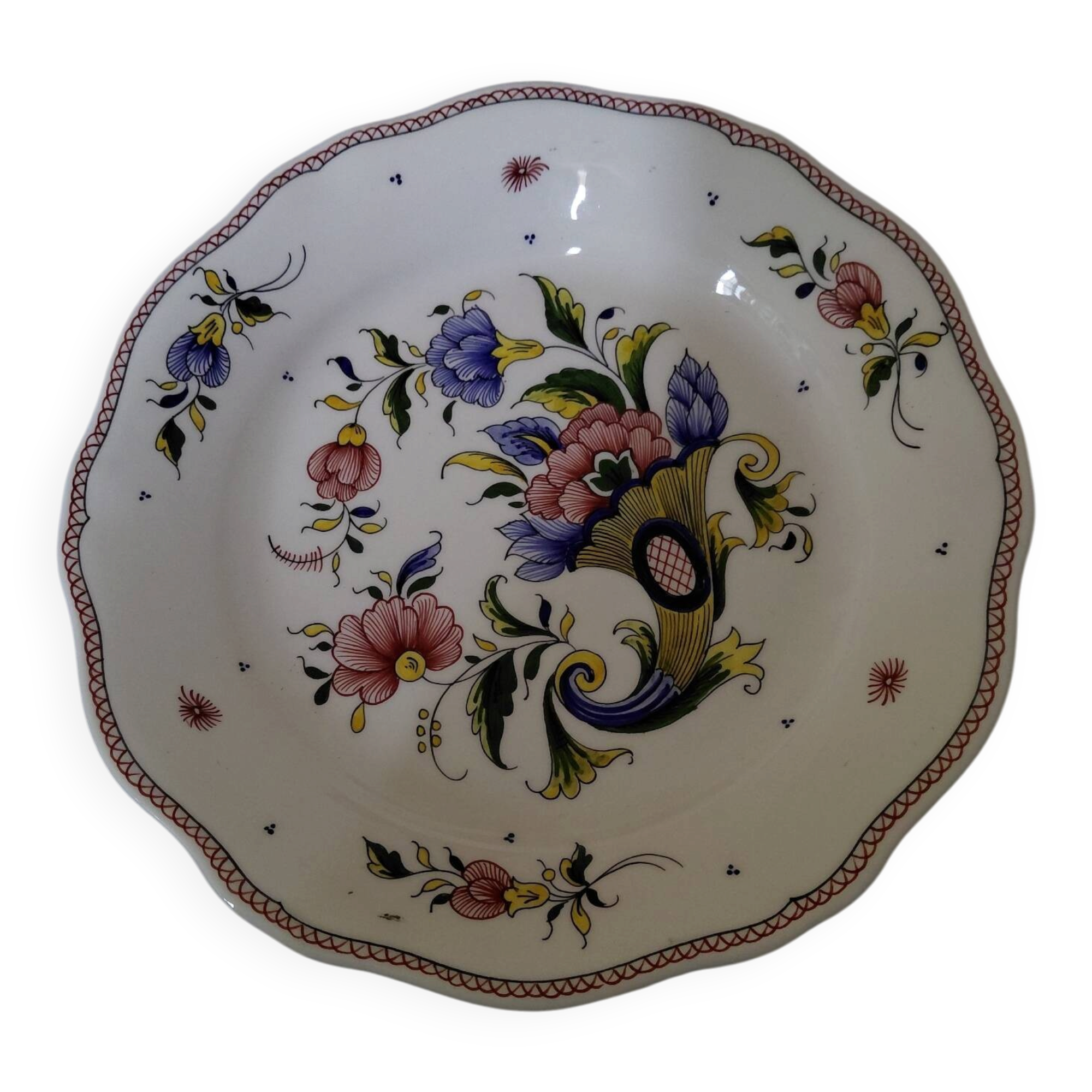 Flat plate Rouen earthenware