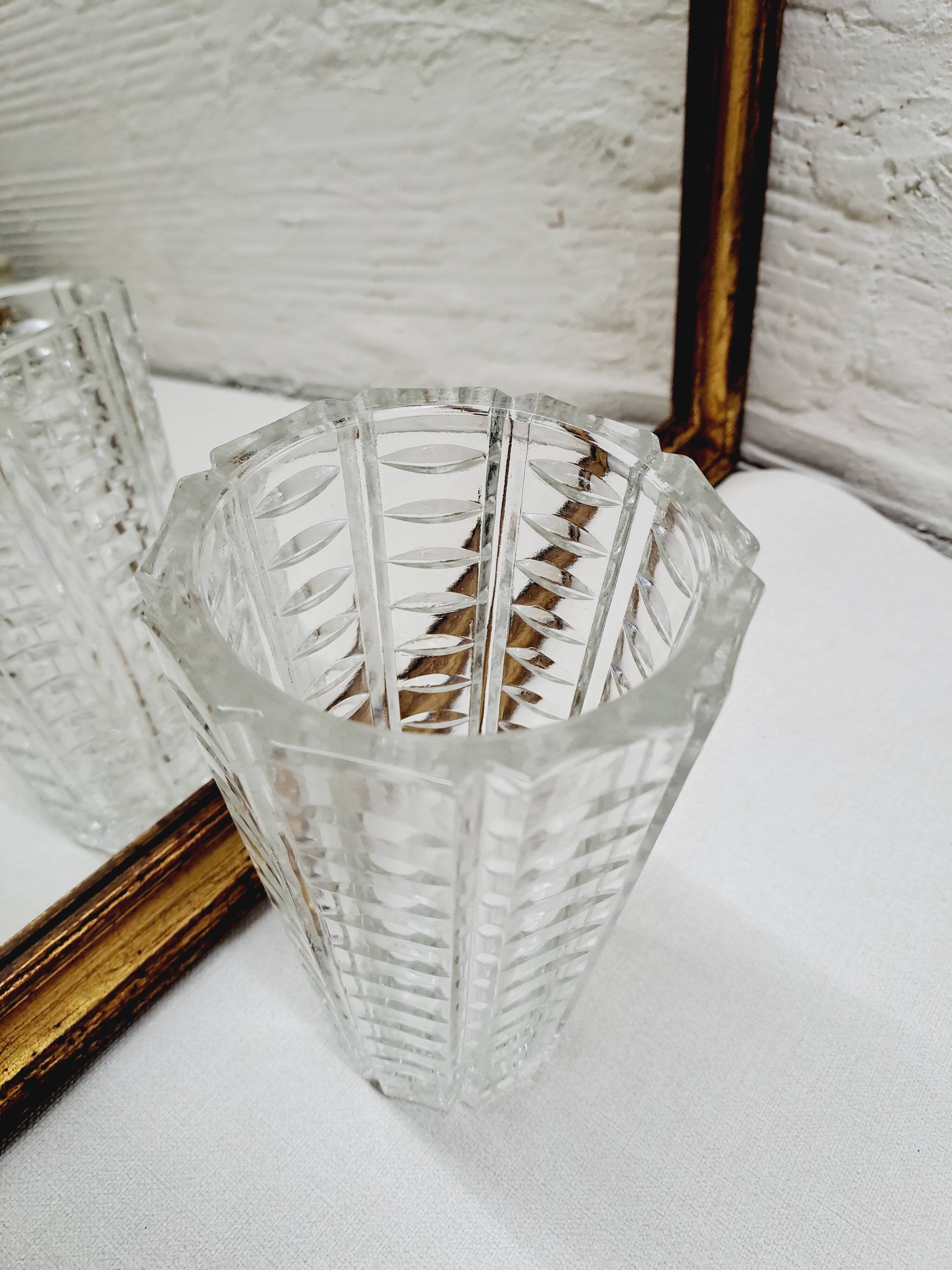 Chiseled glass vase 1960s