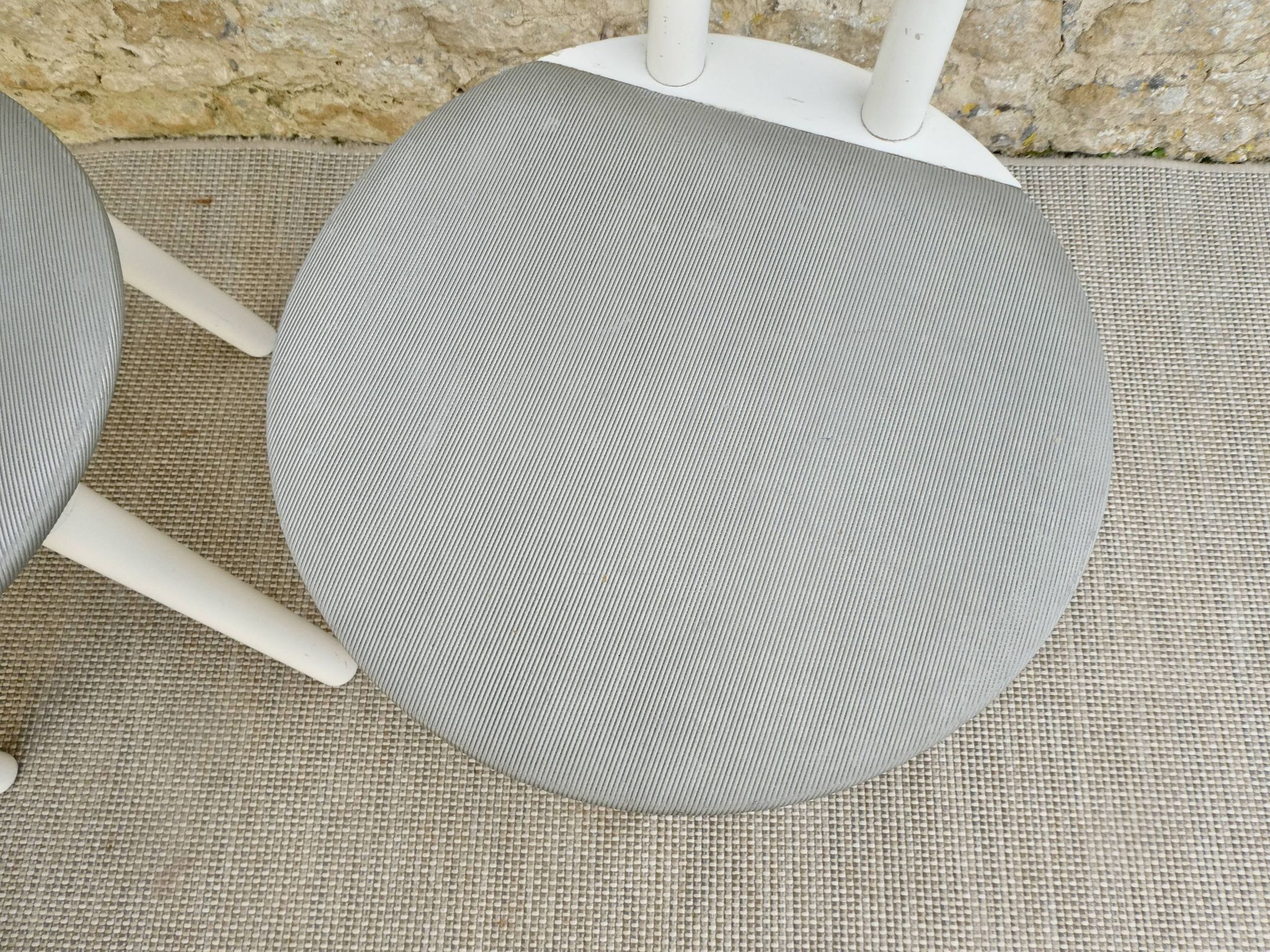 Pair of wooden and Skaï chairs from the 80s, Italy