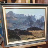 seaside painting with cliffs by Nicole Rigade (REF T1)
