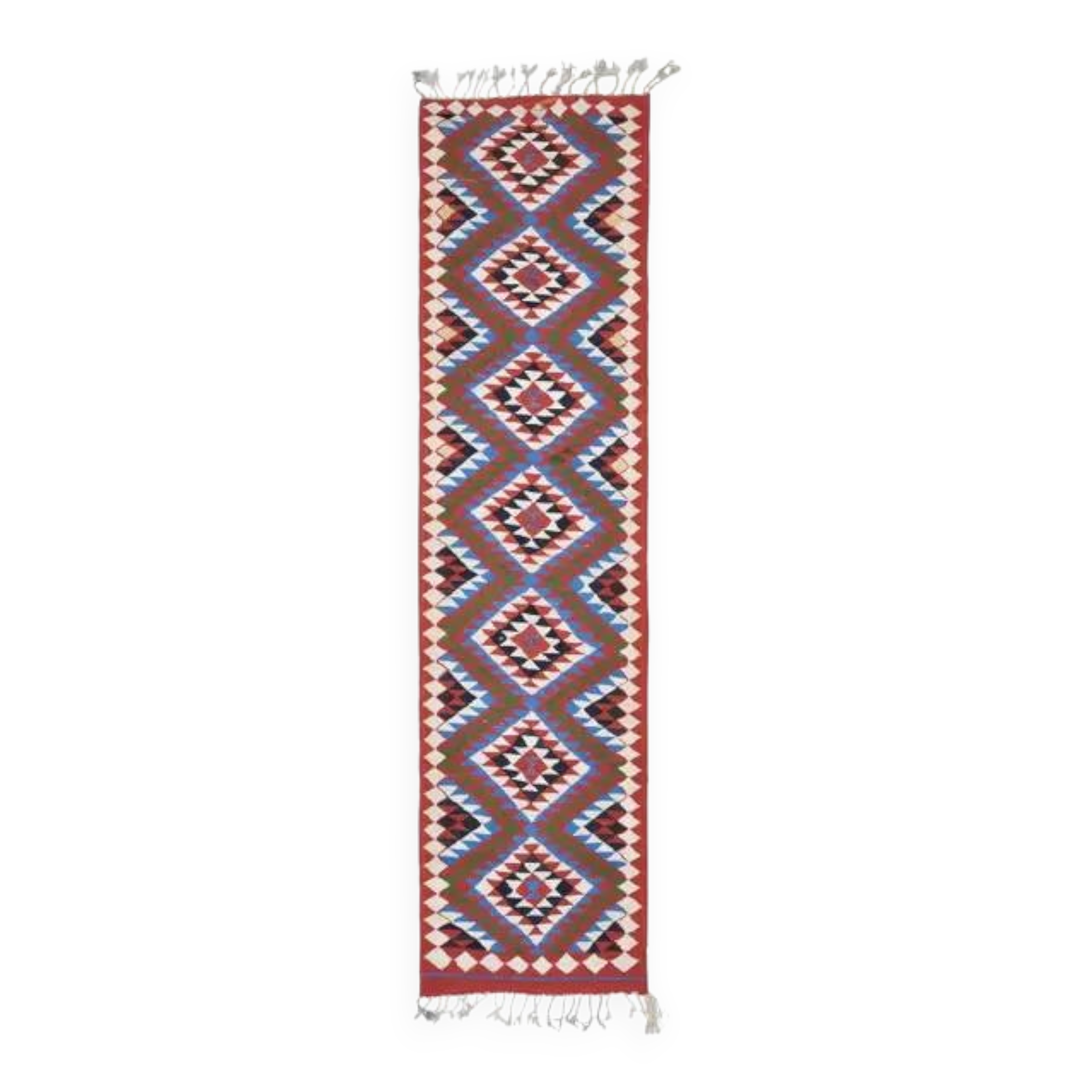 1970s Vintage Turkish Oushak Handmade Wool Cotton Purple Runner Rug 90x364
