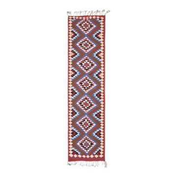 Tapis couloir vintage turc Oushak fait main en laine et coton violet 90x364