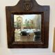 Antique carved wooden mirror – Sacred Heart decoration – 19th century