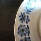 2 white cups + saucers with Luneville blue decor