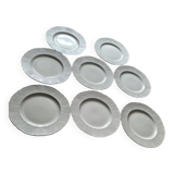 8 large English white earthenware plates 19th