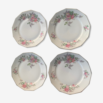 4 petites assiettes en porcelaine de Limoges  octogonale