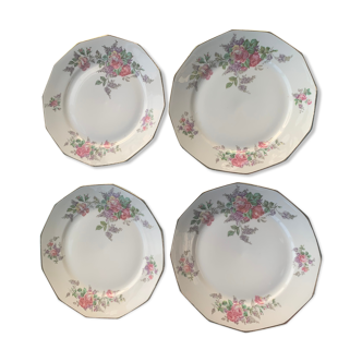 4 small plates in octagonal limoges porcelain