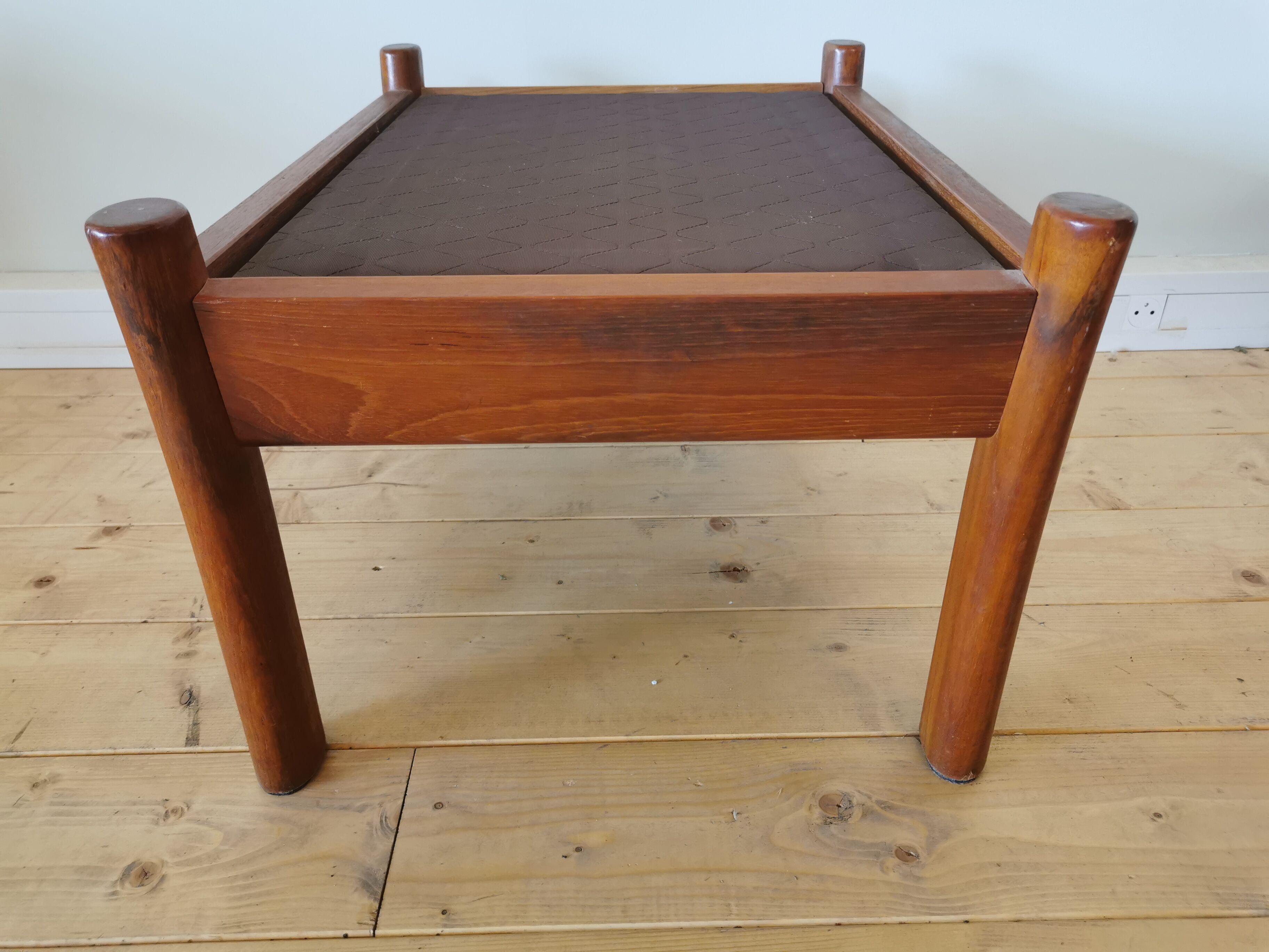 Pair of Dyrlund leather footrest 60s leather