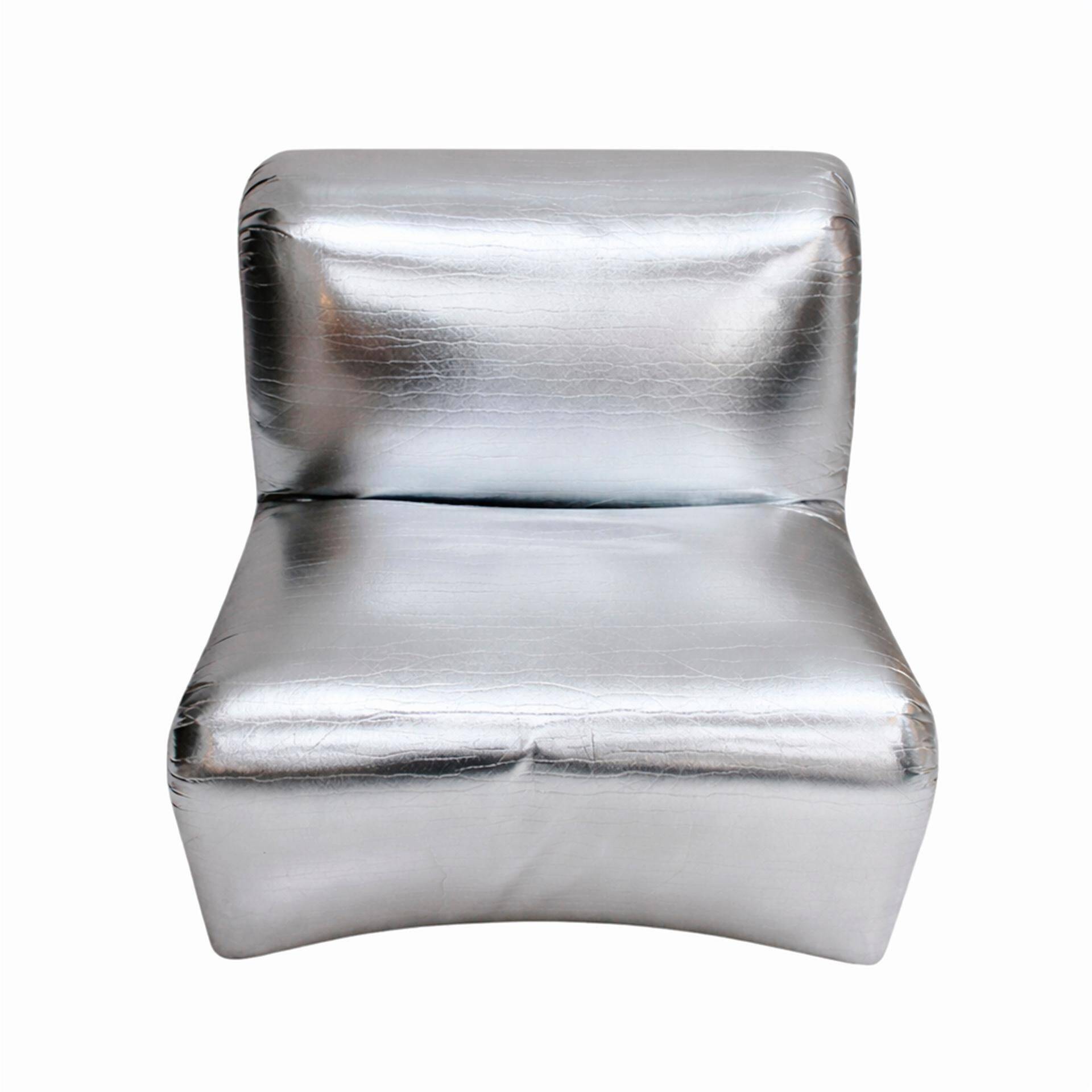 Space Age Moscheni Fiberglass And Silver Vinyl Fabric Italian 1970s Lounge Chair