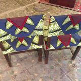 Paire de chaises XIX tissu wax