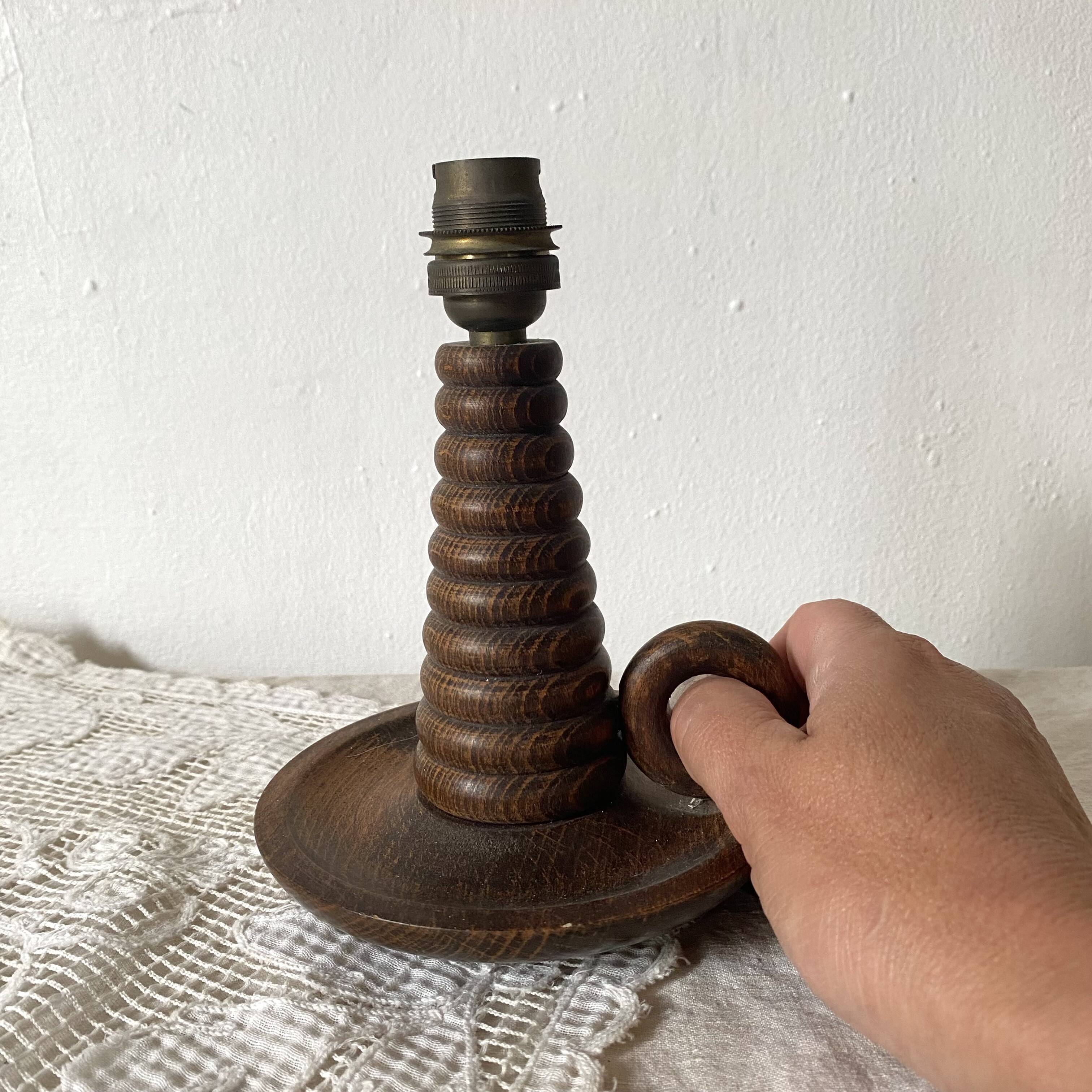Antique turned wood lamp