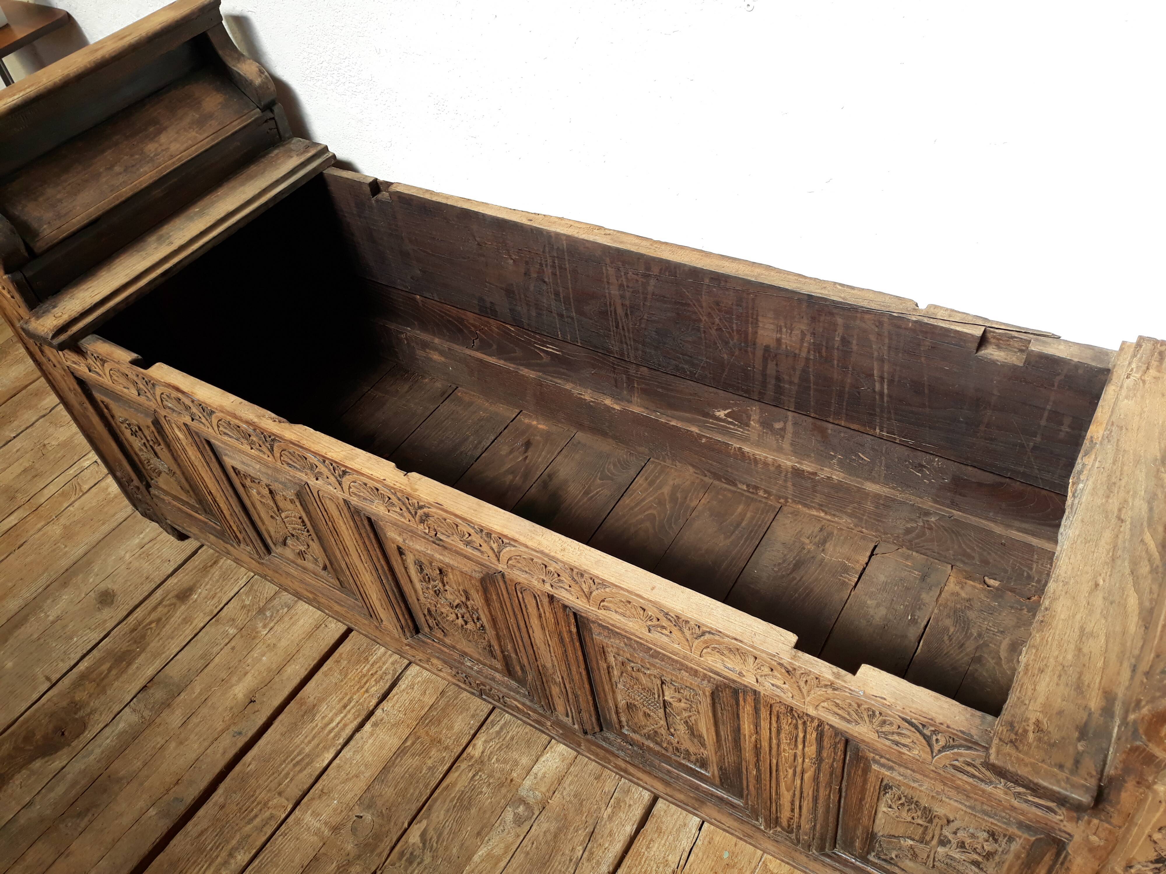Church bench wooden chest 18th
