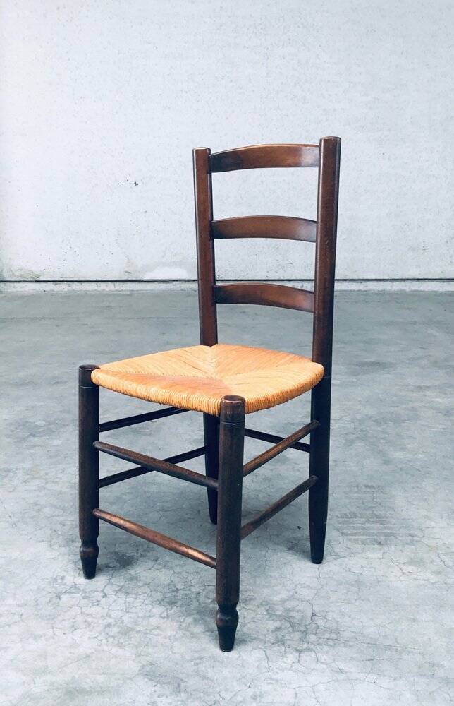 French Provincial Design Rush Dining Chairs, 1940s, Set of 8