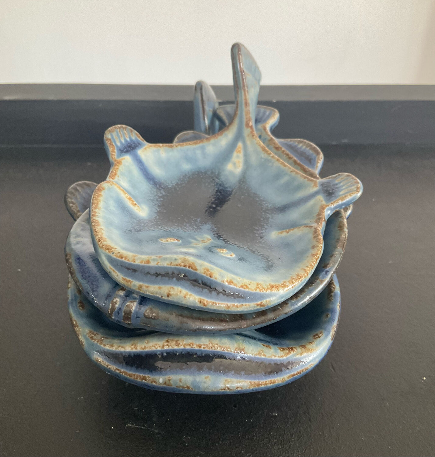 Series of 3 empty vintage pocket in Japanese ceramic stamped