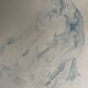 Signed watercolour monochrome blue study of the statue "The Kiss by Rodin"