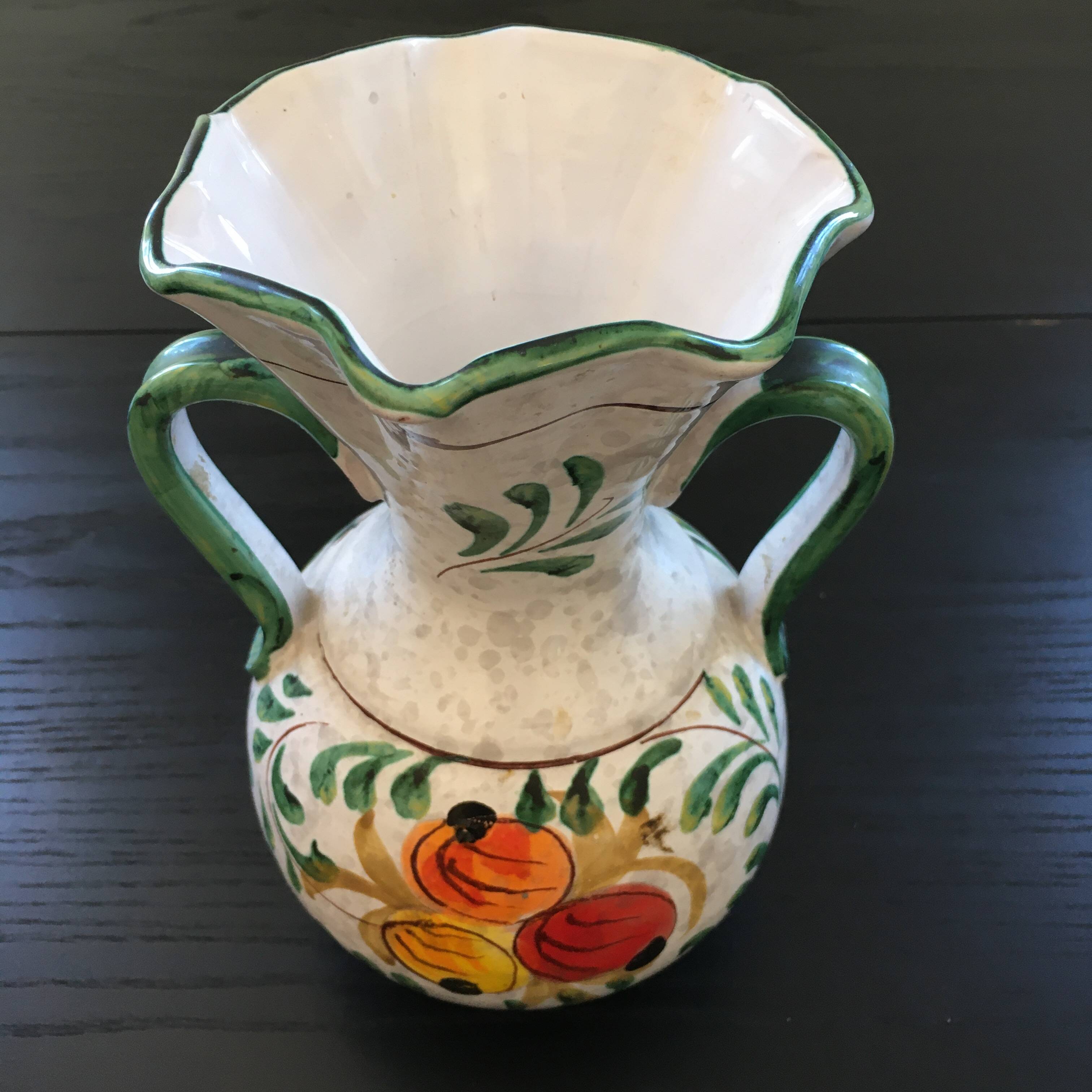Signed floral decoration vase