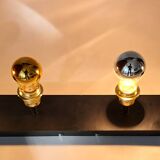 Applique 4 lumières orientables en métal noir et douilles en laiton doré