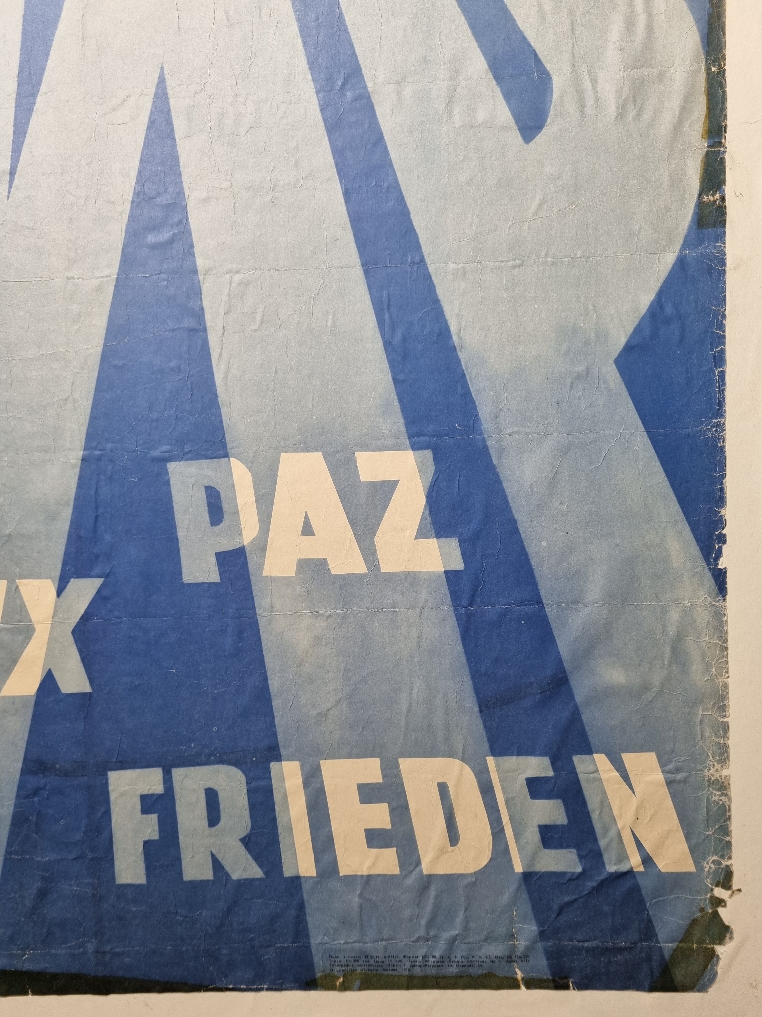 Affiche originale pour les Jeux Olympiques de Moscou 1980, contrecollée, 100 cm x 70 cm