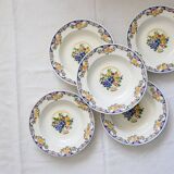Set of 5 Boch soup plates, Fructidor service, vintage
