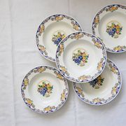 Set of 5 Boch soup plates, Fructidor service, vintage