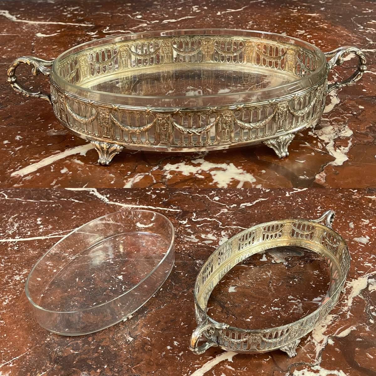 Silver-plated metal and glass centerpiece from the early 20th century