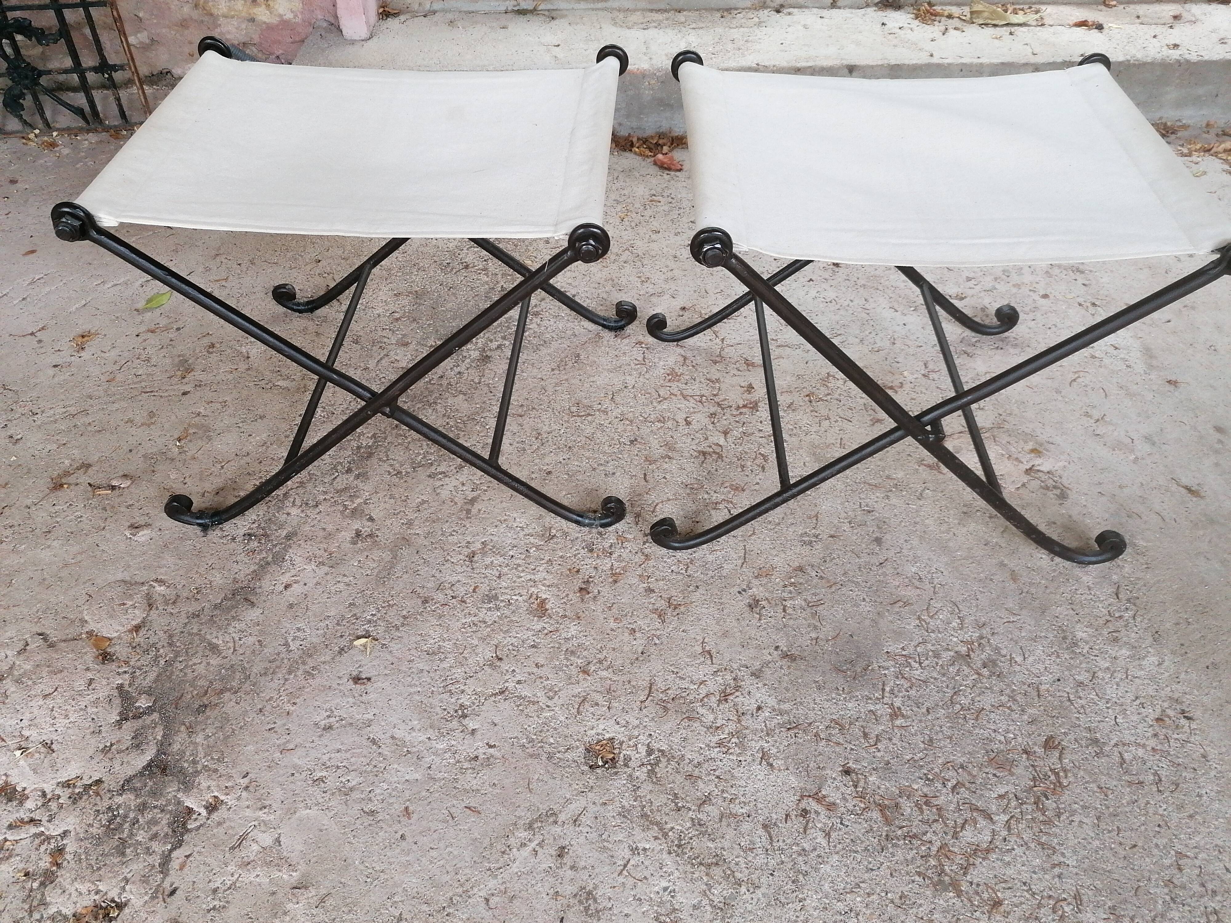 Paire de pliant en fer forge