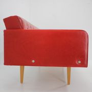 1970s Red Leatherette Sofa ,Czechoslovakia