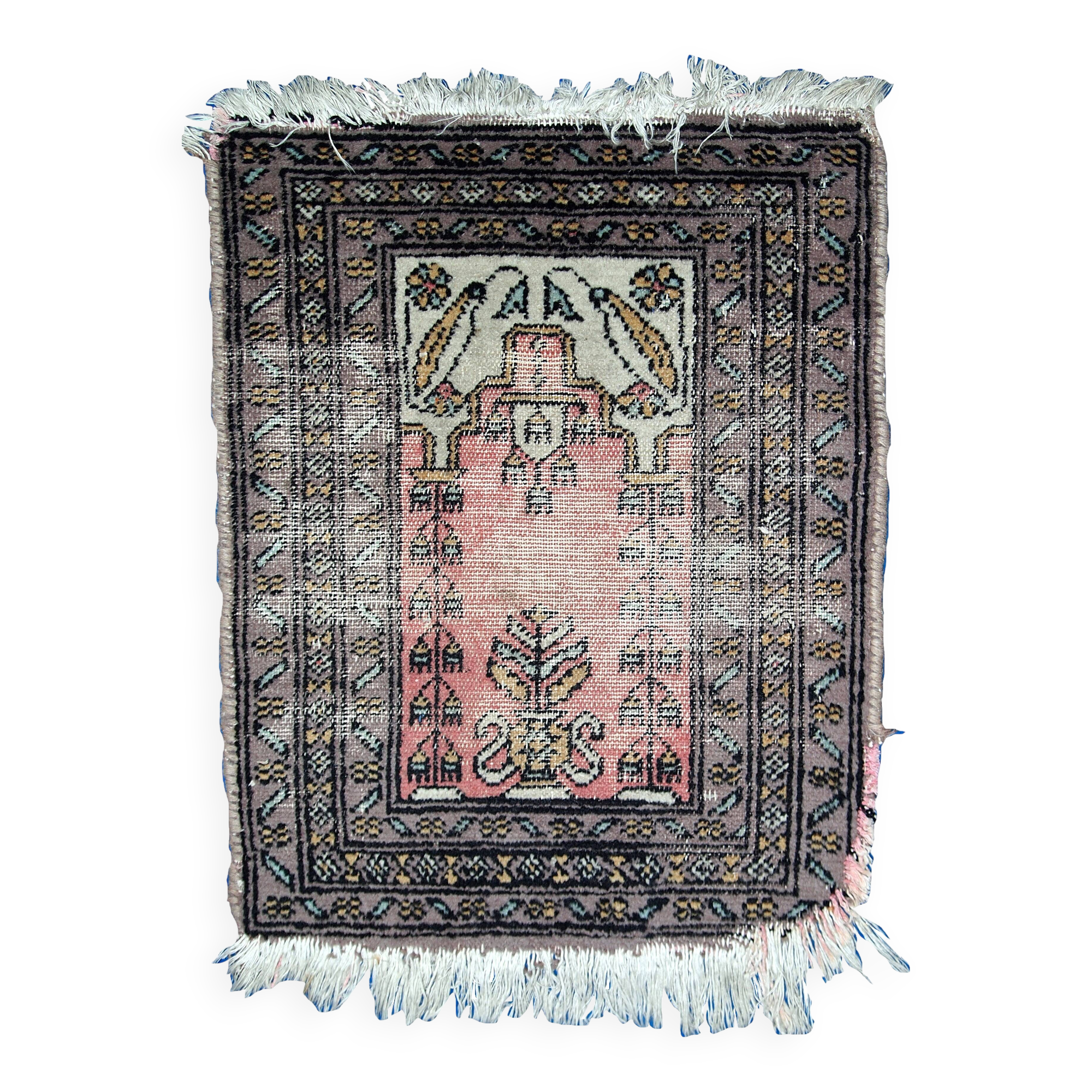 Tapis de Prière Vintage Bukhara en Laine, Années 1950, Pièce Authentique