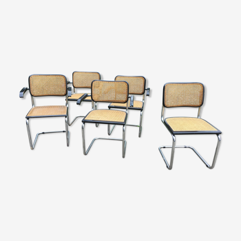 Lot de 4 fauteuils et 1 chaise Marcel Breuer B64