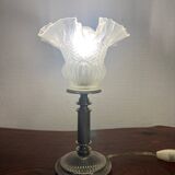 Lampe à poser art déco globe tulipe verre givré