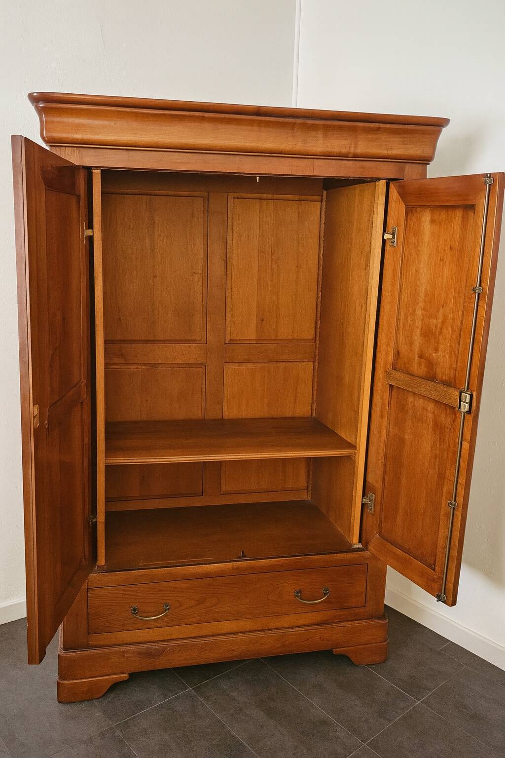 Louis-Philippe style wardrobe / TV unit in solid cherry wood