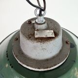 Green Enamel and Cast Iron Industrial Pendant Lamp, 1960s