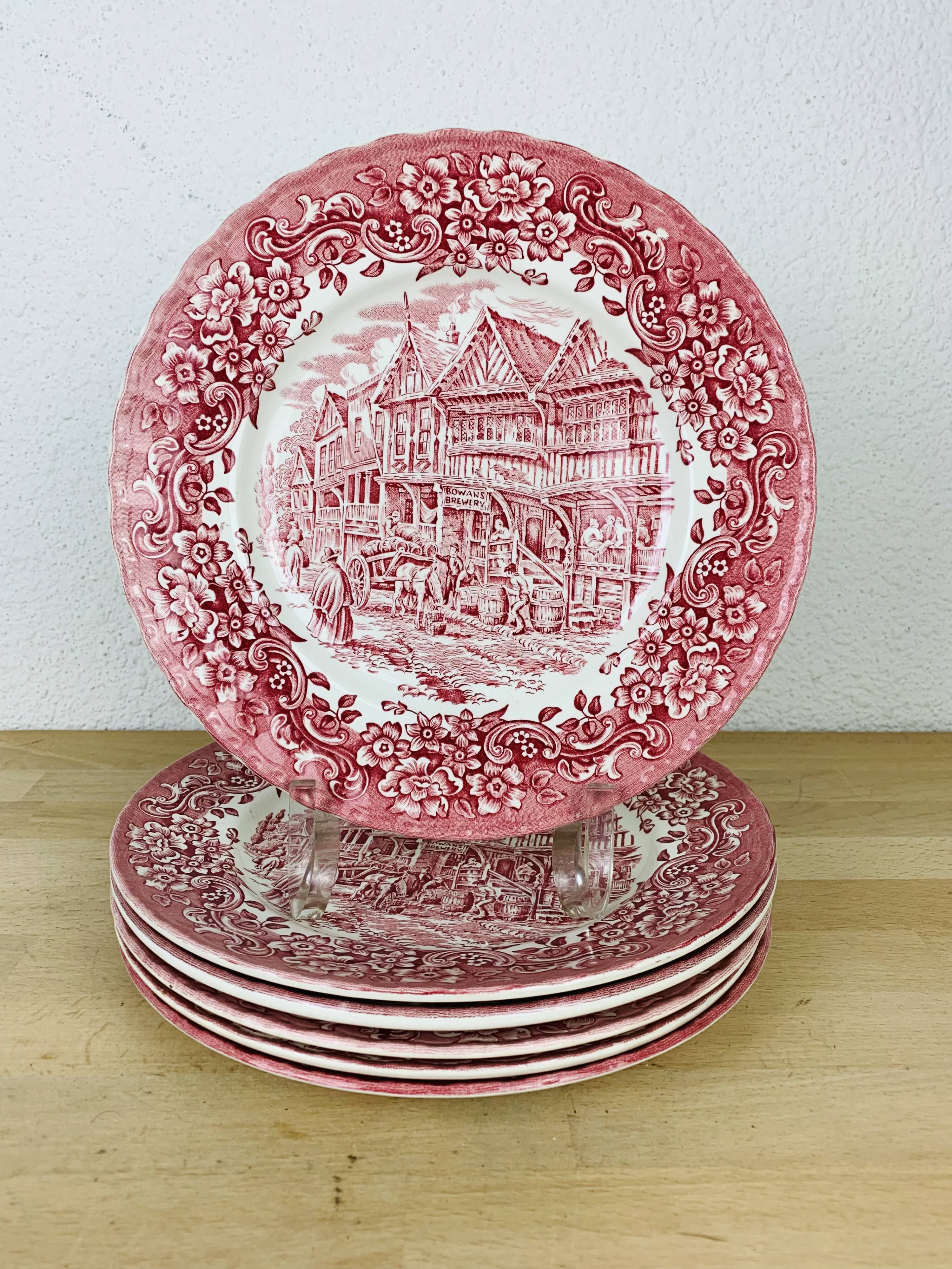 6 plates earth of iron red Royal Tudor model 17th century England ironstone