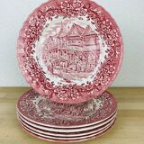6 assiettes terre de fer rouges Royal Tudor modèle 17th century England ironstone