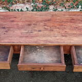 Oak farmhouse table, six drawers