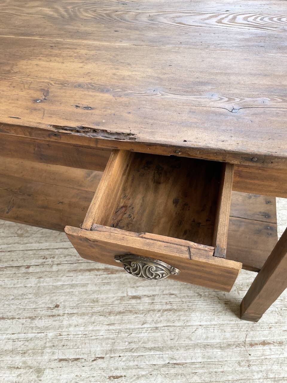 Drapery console table in pine
