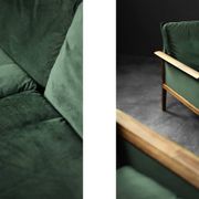 Vintage Mid-Century Modern Rosewood & Green Velour 3-Seater Sofa and Chair