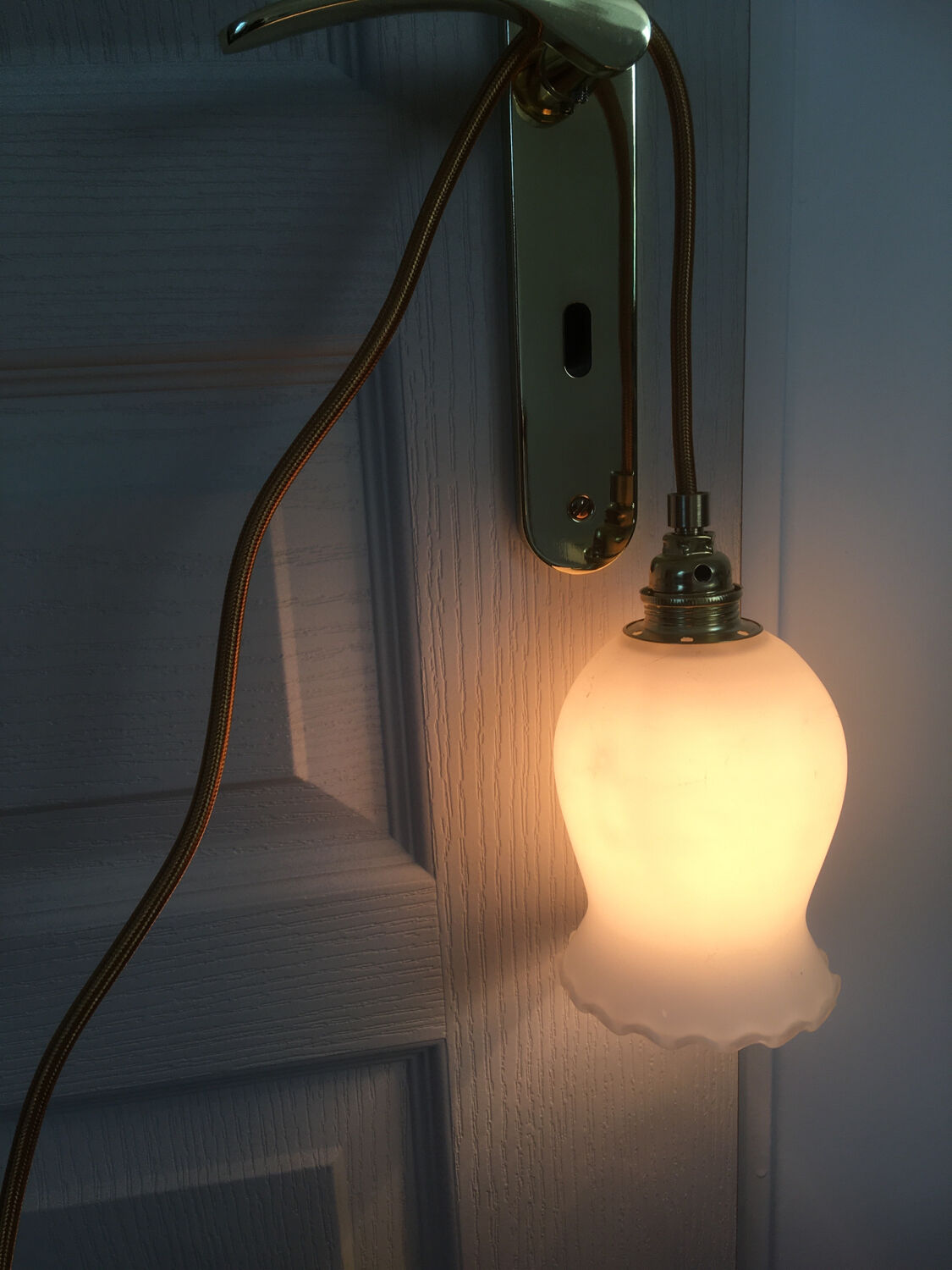 Pair of vintage opaline walking lamps