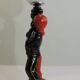 Vintage 1970s statue lamp – Black figurine in Art Deco style, opal ball.